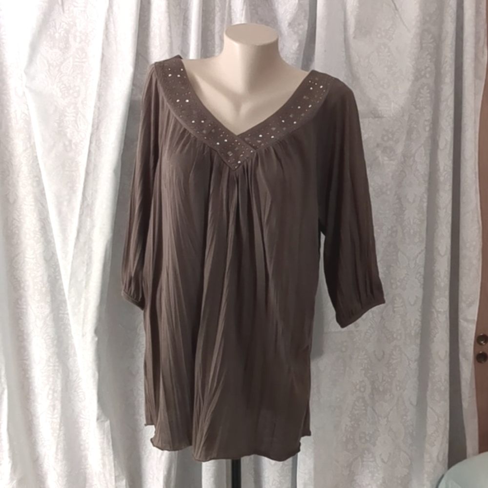 French Laundry Army Green Flowing Women's Top